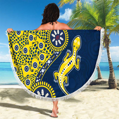 North Queensland Cowboys NAIDOC Week 2026 Beach Blanket Aboriginal Lizard Dot Painting - 50 Years of Deadly