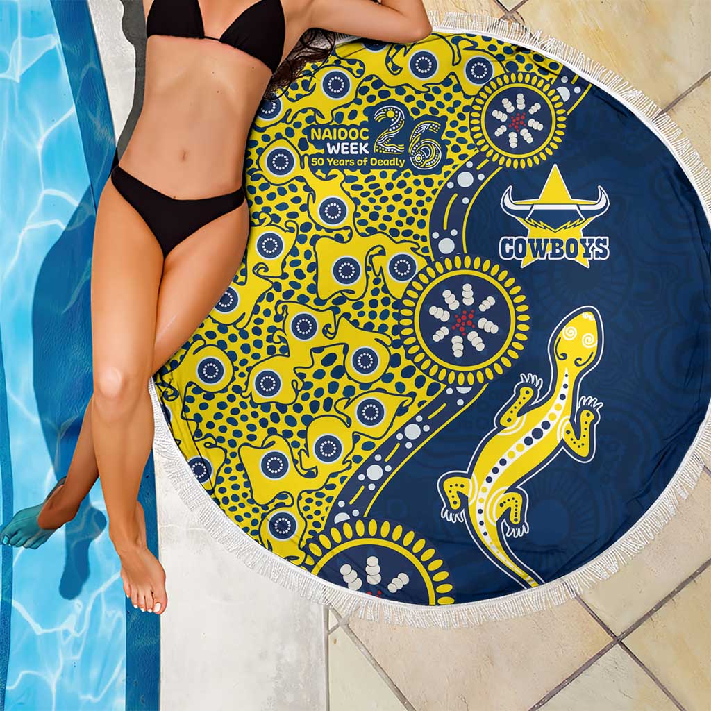 North Queensland Cowboys NAIDOC Week 2026 Beach Blanket Aboriginal Lizard Dot Painting - 50 Years of Deadly