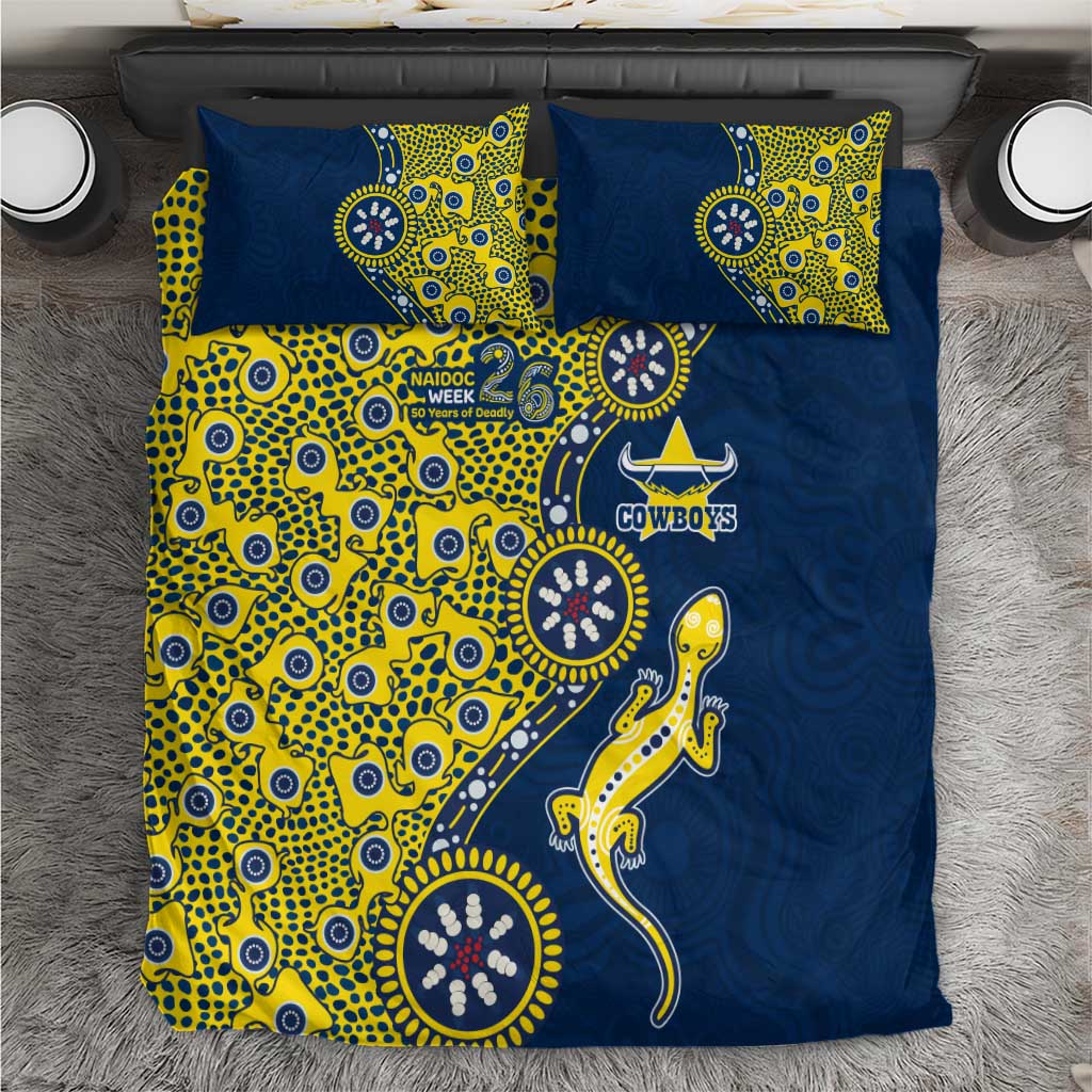 North Queensland Cowboys NAIDOC Week 2026 Bedding Set Aboriginal Lizard Dot Painting - 50 Years of Deadly