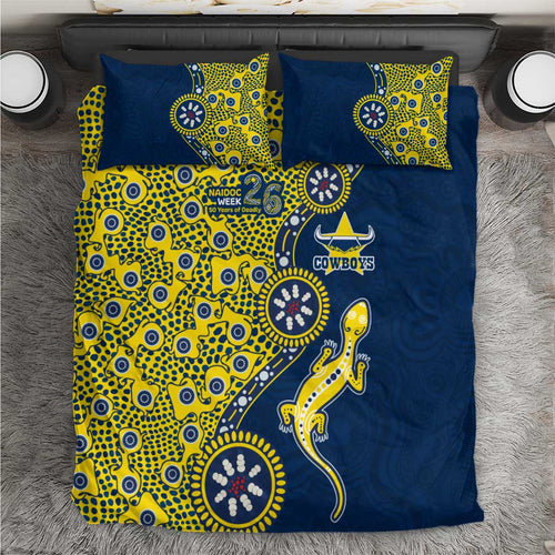 North Queensland Cowboys NAIDOC Week 2026 Bedding Set Aboriginal Lizard Dot Painting - 50 Years of Deadly