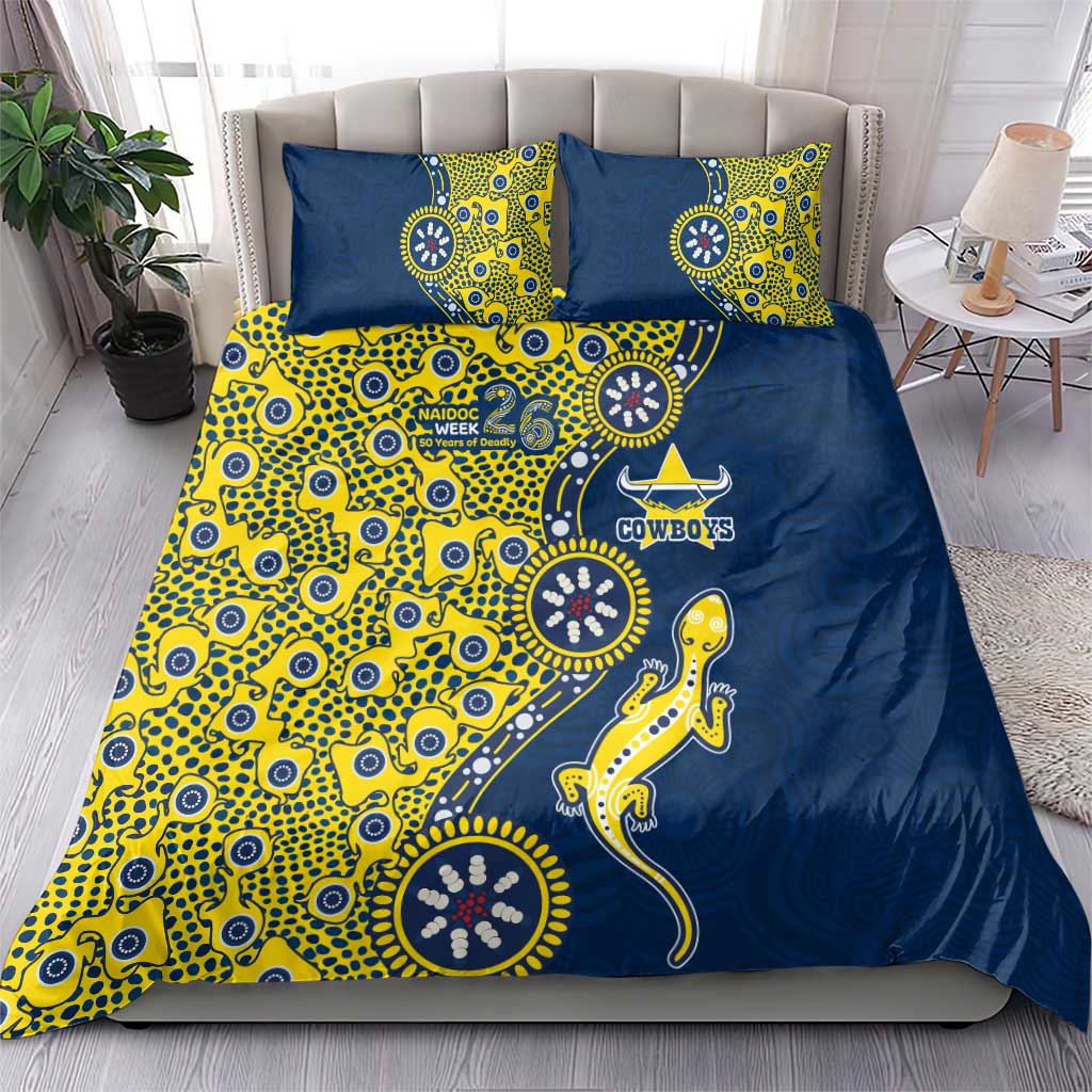 North Queensland Cowboys NAIDOC Week 2026 Bedding Set Aboriginal Lizard Dot Painting - 50 Years of Deadly