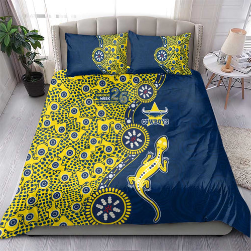 North Queensland Cowboys NAIDOC Week 2026 Bedding Set Aboriginal Lizard Dot Painting - 50 Years of Deadly