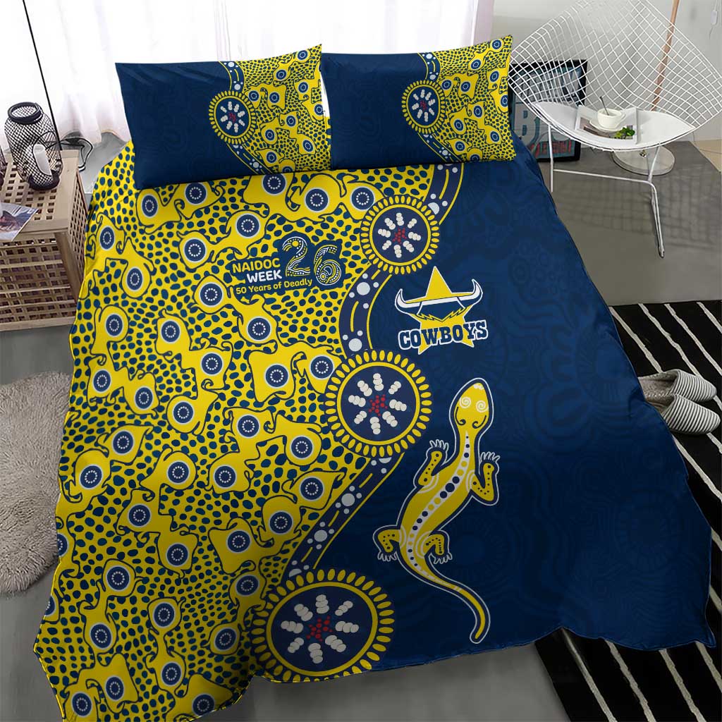 North Queensland Cowboys NAIDOC Week 2026 Bedding Set Aboriginal Lizard Dot Painting - 50 Years of Deadly