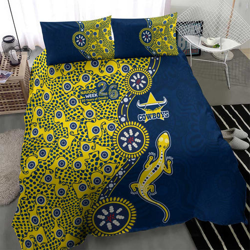 North Queensland Cowboys NAIDOC Week 2026 Bedding Set Aboriginal Lizard Dot Painting - 50 Years of Deadly