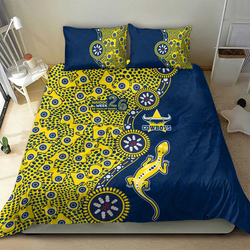North Queensland Cowboys NAIDOC Week 2026 Bedding Set Aboriginal Lizard Dot Painting - 50 Years of Deadly