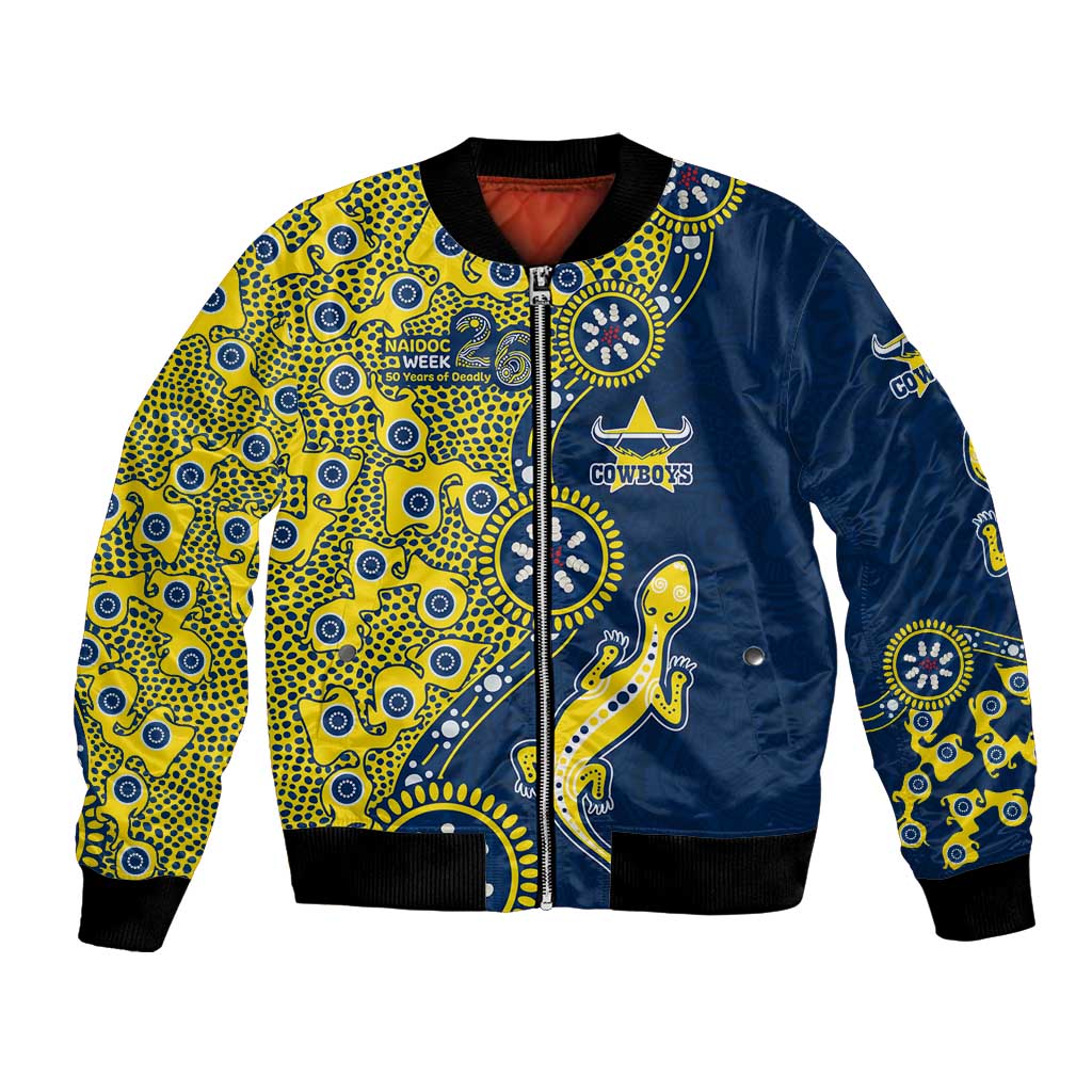 North Queensland Cowboys NAIDOC Week 2026 Bomber Jacket Aboriginal Lizard Dot Painting - 50 Years of Deadly