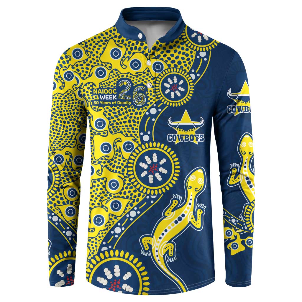 North Queensland Cowboys NAIDOC Week 2026 Button Sweatshirt Aboriginal Lizard Dot Painting - 50 Years of Deadly