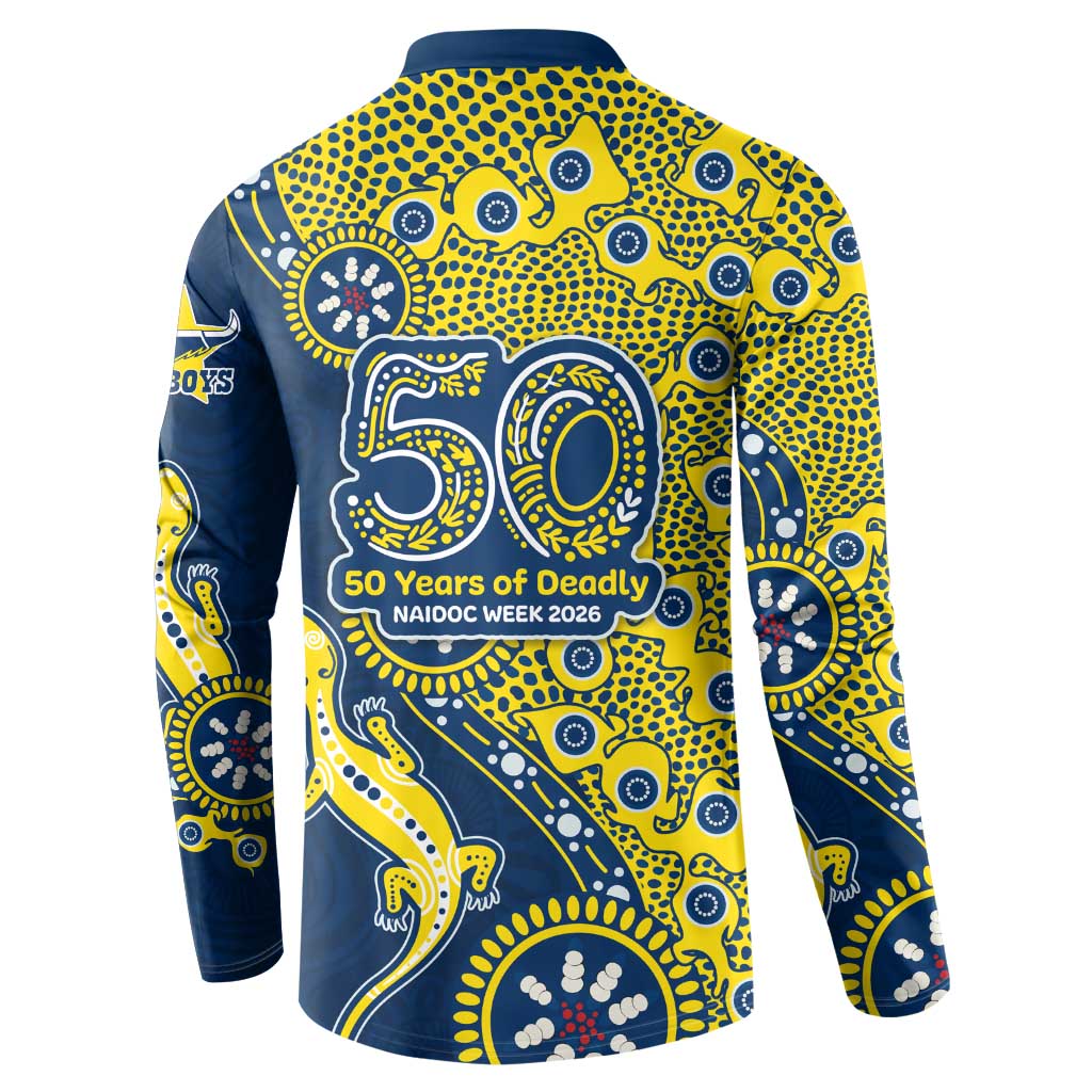 North Queensland Cowboys NAIDOC Week 2026 Button Sweatshirt Aboriginal Lizard Dot Painting - 50 Years of Deadly