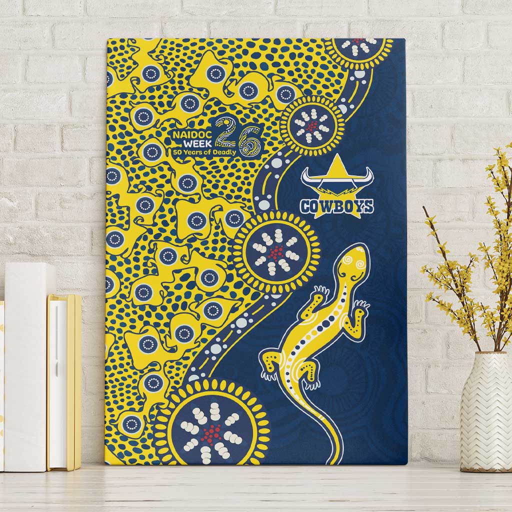 North Queensland Cowboys NAIDOC Week 2026 Canvas Wall Art Aboriginal Lizard Dot Painting - 50 Years of Deadly