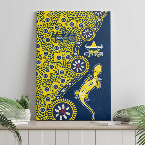 North Queensland Cowboys NAIDOC Week 2026 Canvas Wall Art Aboriginal Lizard Dot Painting - 50 Years of Deadly