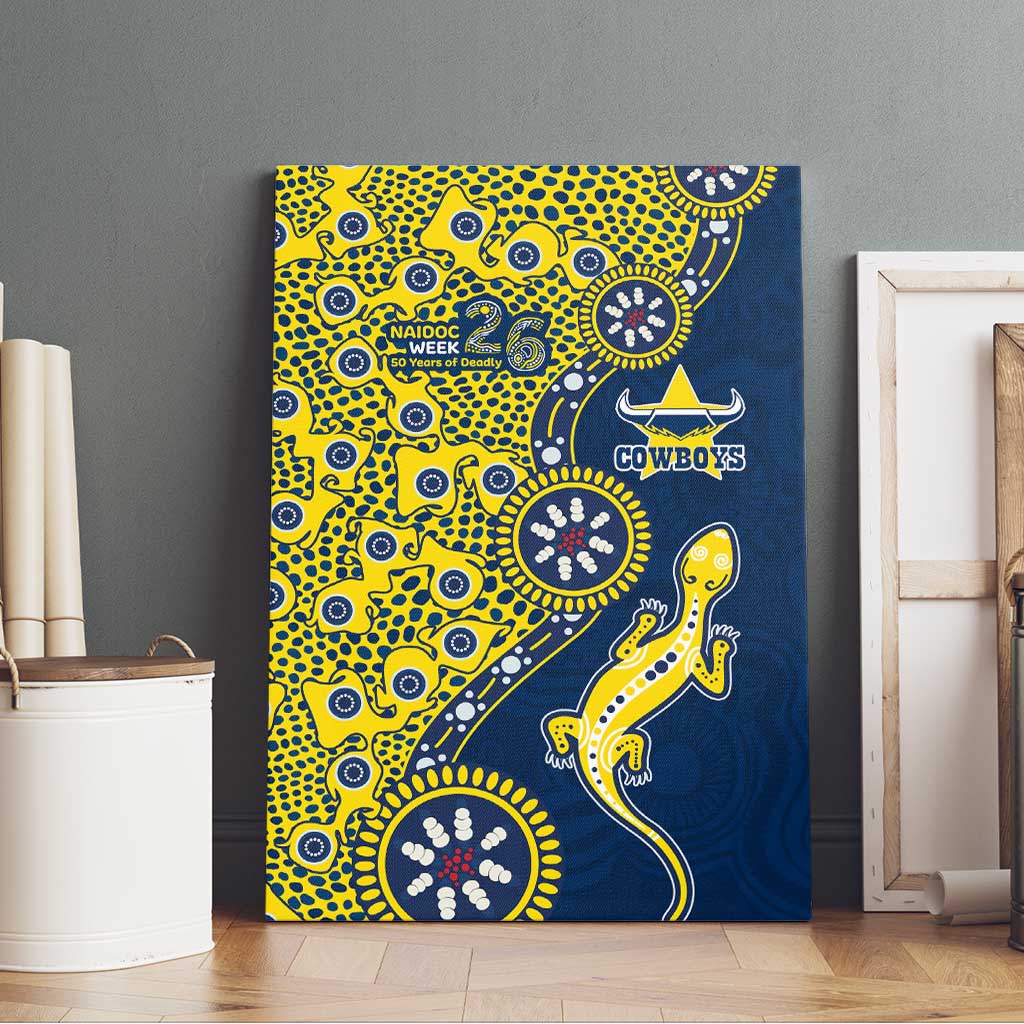 North Queensland Cowboys NAIDOC Week 2026 Canvas Wall Art Aboriginal Lizard Dot Painting - 50 Years of Deadly