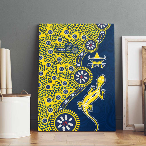 North Queensland Cowboys NAIDOC Week 2026 Canvas Wall Art Aboriginal Lizard Dot Painting - 50 Years of Deadly