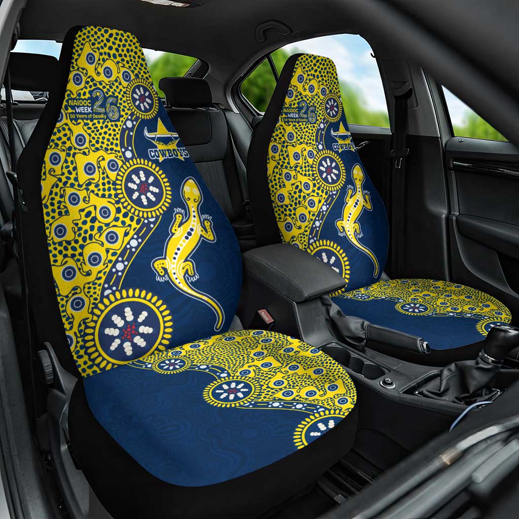 North Queensland Cowboys NAIDOC Week 2026 Car Seat Cover Aboriginal Lizard Dot Painting - 50 Years of Deadly