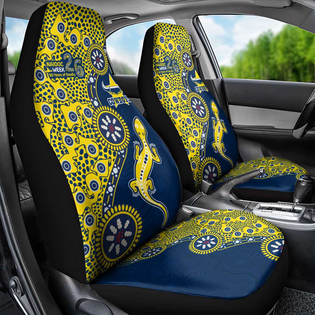 North Queensland Cowboys NAIDOC Week 2026 Car Seat Cover Aboriginal Lizard Dot Painting - 50 Years of Deadly