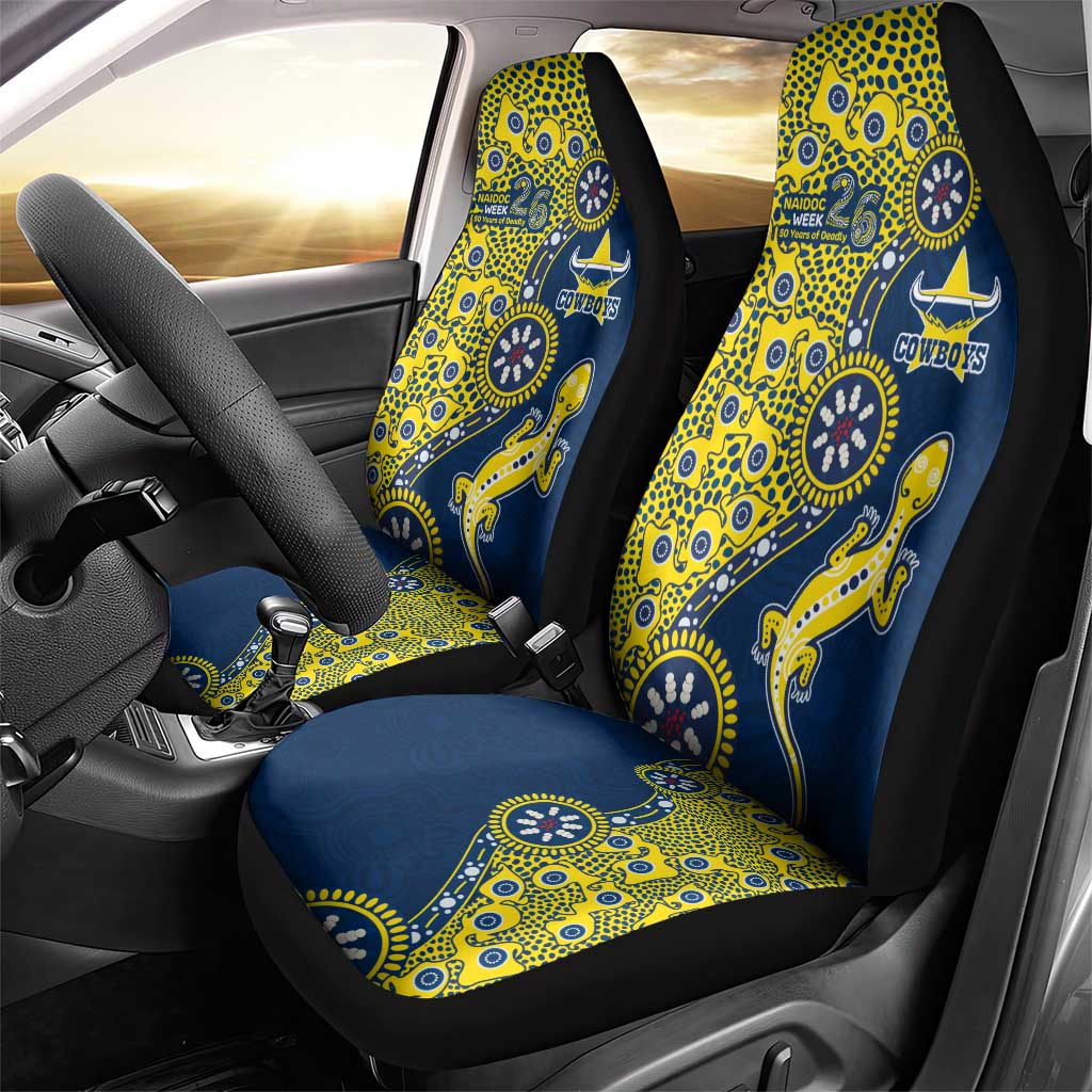 North Queensland Cowboys NAIDOC Week 2026 Car Seat Cover Aboriginal Lizard Dot Painting - 50 Years of Deadly
