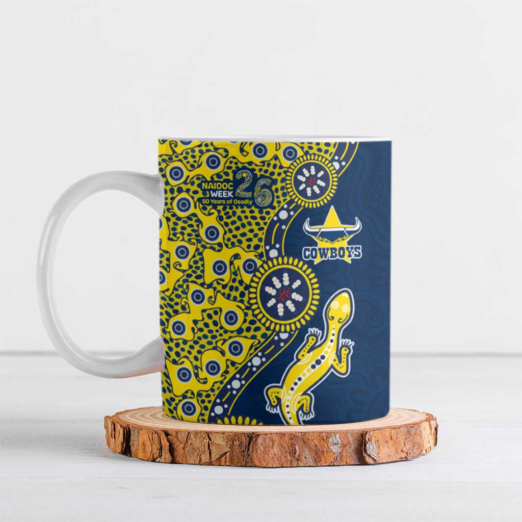 North Queensland Cowboys NAIDOC Week 2026 Ceramic Mug Aboriginal Lizard Dot Painting - 50 Years of Deadly