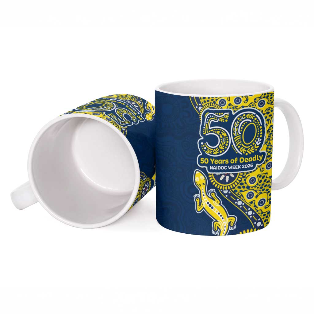 North Queensland Cowboys NAIDOC Week 2026 Ceramic Mug Aboriginal Lizard Dot Painting - 50 Years of Deadly