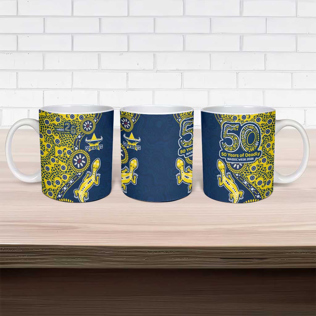 North Queensland Cowboys NAIDOC Week 2026 Ceramic Mug Aboriginal Lizard Dot Painting - 50 Years of Deadly