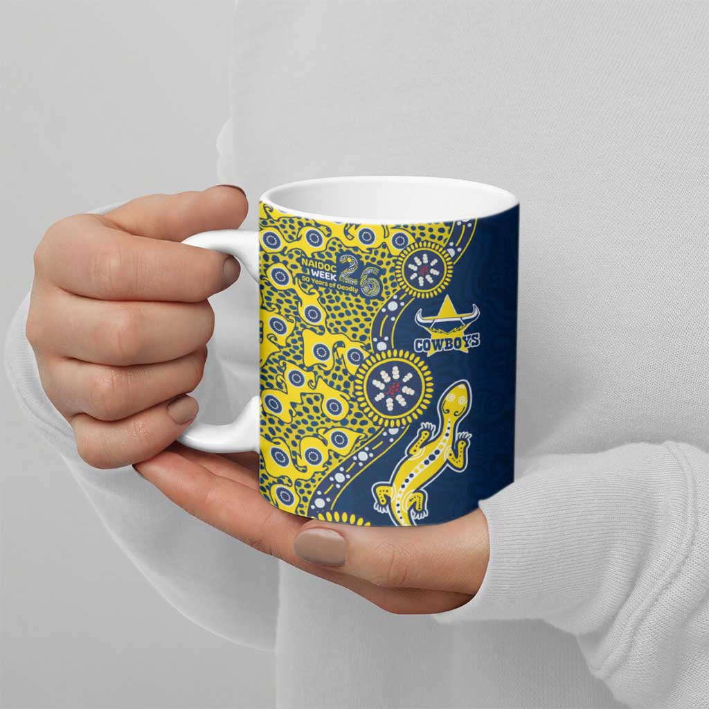 North Queensland Cowboys NAIDOC Week 2026 Ceramic Mug Aboriginal Lizard Dot Painting - 50 Years of Deadly