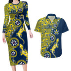 North Queensland Cowboys NAIDOC Week 2026 Couples Matching Long Sleeve Bodycon Dress and Hawaiian Shirt Aboriginal Lizard Dot Painting - 50 Years of Deadly