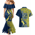 North Queensland Cowboys NAIDOC Week 2026 Couples Matching Mermaid Dress and Hawaiian Shirt Aboriginal Lizard Dot Painting - 50 Years of Deadly