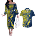 North Queensland Cowboys NAIDOC Week 2026 Couples Matching Off The Shoulder Long Sleeve Dress and Hawaiian Shirt Aboriginal Lizard Dot Painting - 50 Years of Deadly