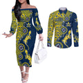 North Queensland Cowboys NAIDOC Week 2026 Couples Matching Off The Shoulder Long Sleeve Dress and Long Sleeve Button Shirt Aboriginal Lizard Dot Painting - 50 Years of Deadly