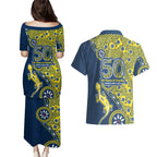 North Queensland Cowboys NAIDOC Week 2026 Couples Matching Puletasi and Hawaiian Shirt Aboriginal Lizard Dot Painting - 50 Years of Deadly