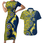 North Queensland Cowboys NAIDOC Week 2026 Couples Matching Short Sleeve Bodycon Dress and Hawaiian Shirt Aboriginal Lizard Dot Painting - 50 Years of Deadly