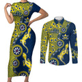 North Queensland Cowboys NAIDOC Week 2026 Couples Matching Short Sleeve Bodycon Dress and Long Sleeve Button Shirt Aboriginal Lizard Dot Painting - 50 Years of Deadly