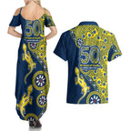 North Queensland Cowboys NAIDOC Week 2026 Couples Matching Summer Maxi Dress and Hawaiian Shirt Aboriginal Lizard Dot Painting - 50 Years of Deadly