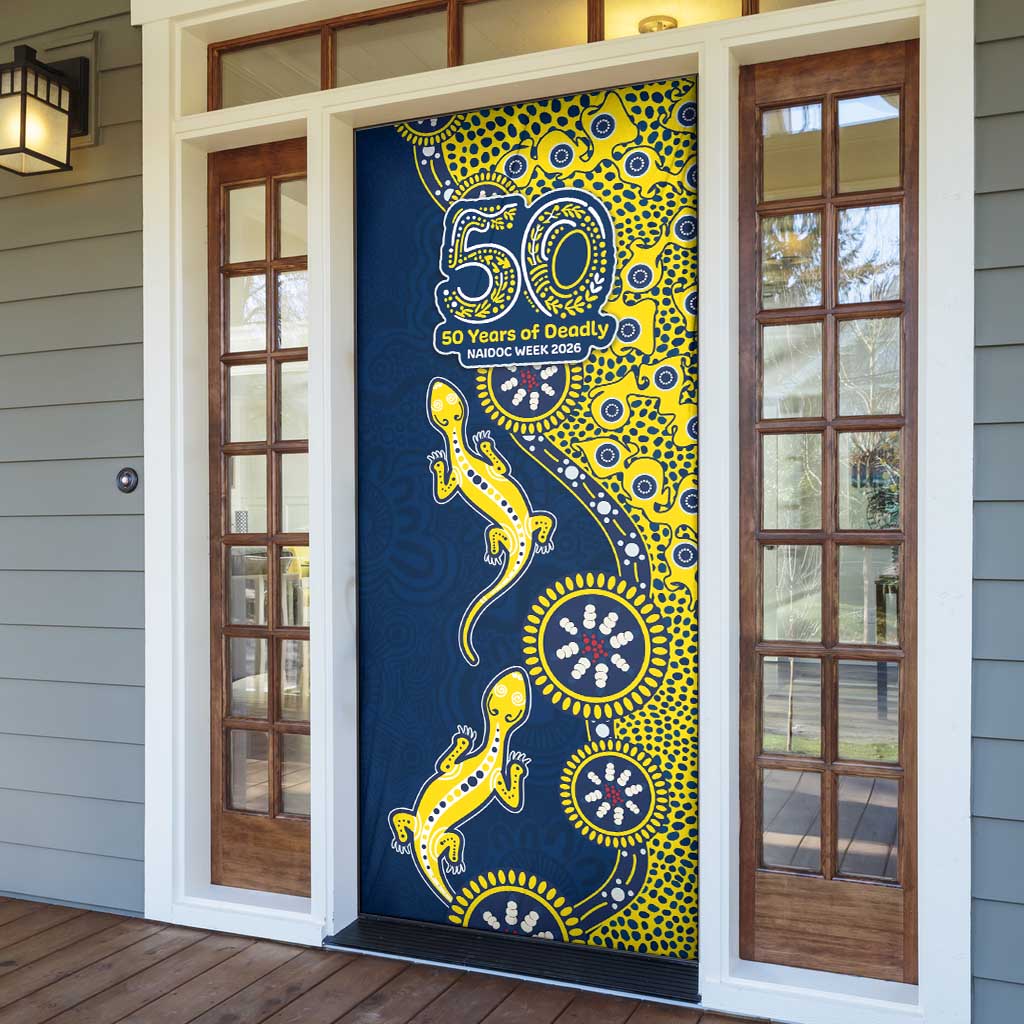 North Queensland Cowboys NAIDOC Week 2026 Door Cover Aboriginal Lizard Dot Painting - 50 Years of Deadly