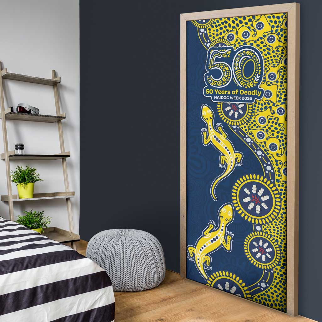 North Queensland Cowboys NAIDOC Week 2026 Door Cover Aboriginal Lizard Dot Painting - 50 Years of Deadly