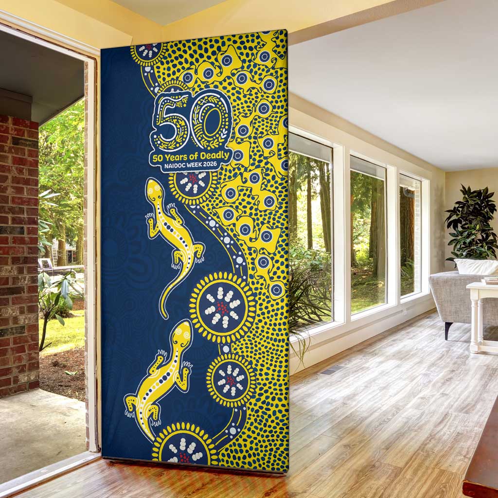 North Queensland Cowboys NAIDOC Week 2026 Door Cover Aboriginal Lizard Dot Painting - 50 Years of Deadly