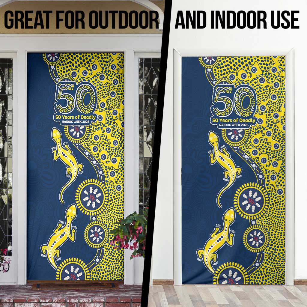 North Queensland Cowboys NAIDOC Week 2026 Door Cover Aboriginal Lizard Dot Painting - 50 Years of Deadly