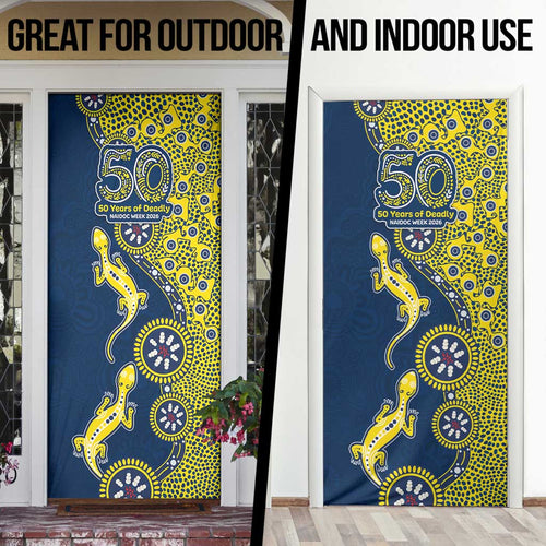 North Queensland Cowboys NAIDOC Week 2026 Door Cover Aboriginal Lizard Dot Painting - 50 Years of Deadly