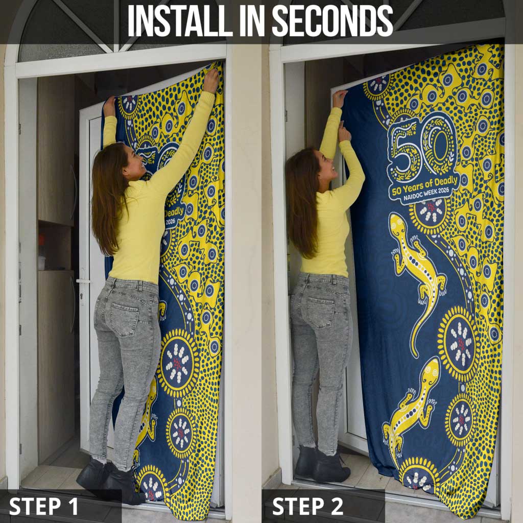 North Queensland Cowboys NAIDOC Week 2026 Door Cover Aboriginal Lizard Dot Painting - 50 Years of Deadly
