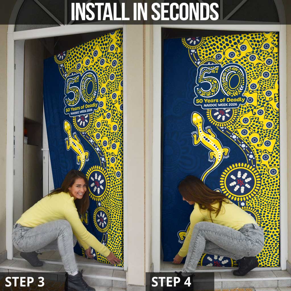 North Queensland Cowboys NAIDOC Week 2026 Door Cover Aboriginal Lizard Dot Painting - 50 Years of Deadly