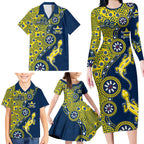 North Queensland Cowboys NAIDOC Week 2026 Family Matching Long Sleeve Bodycon Dress and Hawaiian Shirt Aboriginal Lizard Dot Painting - 50 Years of Deadly