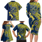 North Queensland Cowboys NAIDOC Week 2026 Family Matching Long Sleeve Bodycon Dress and Hawaiian Shirt Aboriginal Lizard Dot Painting - 50 Years of Deadly