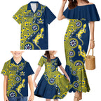 North Queensland Cowboys NAIDOC Week 2026 Family Matching Mermaid Dress and Hawaiian Shirt Aboriginal Lizard Dot Painting - 50 Years of Deadly