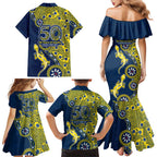 North Queensland Cowboys NAIDOC Week 2026 Family Matching Mermaid Dress and Hawaiian Shirt Aboriginal Lizard Dot Painting - 50 Years of Deadly