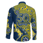 North Queensland Cowboys NAIDOC Week 2026 Family Matching Mermaid Dress and Hawaiian Shirt Aboriginal Lizard Dot Painting - 50 Years of Deadly