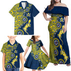 North Queensland Cowboys NAIDOC Week 2026 Family Matching Off Shoulder Maxi Dress and Hawaiian Shirt Aboriginal Lizard Dot Painting - 50 Years of Deadly