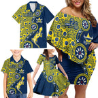 North Queensland Cowboys NAIDOC Week 2026 Family Matching Off Shoulder Short Dress and Hawaiian Shirt Aboriginal Lizard Dot Painting - 50 Years of Deadly