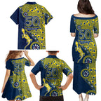 North Queensland Cowboys NAIDOC Week 2026 Family Matching Puletasi and Hawaiian Shirt Aboriginal Lizard Dot Painting - 50 Years of Deadly
