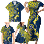 North Queensland Cowboys NAIDOC Week 2026 Family Matching Short Sleeve Bodycon Dress and Hawaiian Shirt Aboriginal Lizard Dot Painting - 50 Years of Deadly