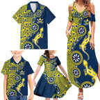 North Queensland Cowboys NAIDOC Week 2026 Family Matching Summer Maxi Dress and Hawaiian Shirt Aboriginal Lizard Dot Painting - 50 Years of Deadly