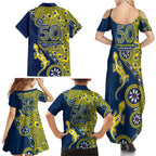 North Queensland Cowboys NAIDOC Week 2026 Family Matching Summer Maxi Dress and Hawaiian Shirt Aboriginal Lizard Dot Painting - 50 Years of Deadly