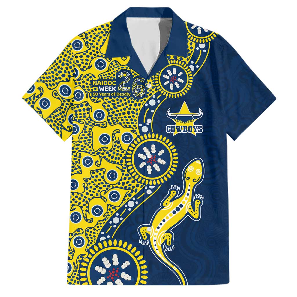 North Queensland Cowboys NAIDOC Week 2026 Family Matching Summer Maxi Dress and Hawaiian Shirt Aboriginal Lizard Dot Painting - 50 Years of Deadly